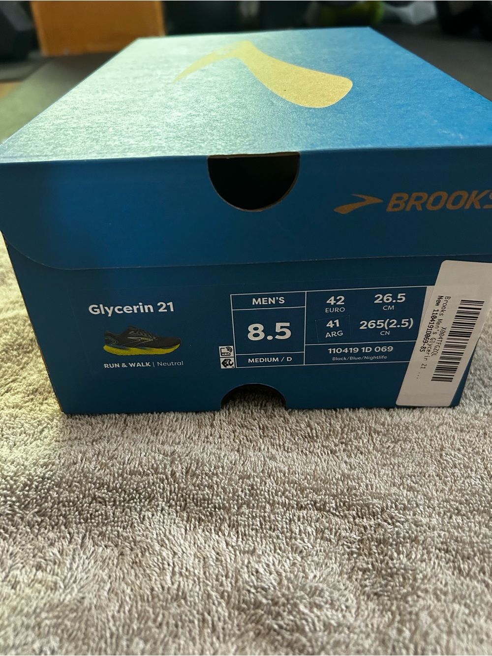 Brooks Glycerin 21 Men’s 8.5 Black Blue Nightlife NWT - Picture 7 of 7